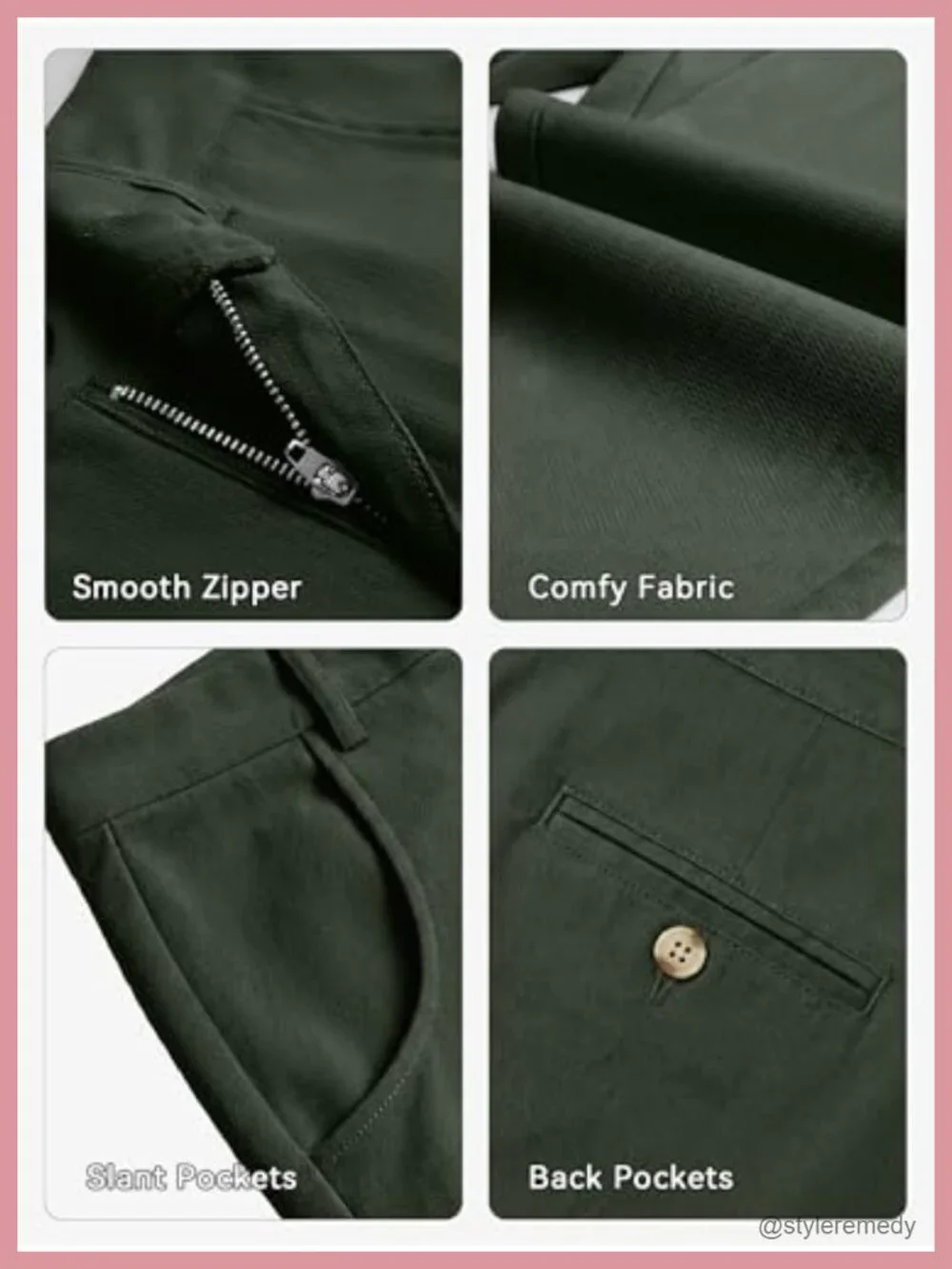 Men's Slim Fit Stretch Twill Chinos Skinny Tapered Five Pocket Casual Dress